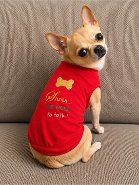 Mud Pie Red Holiday Pet Sweatshirt with Gold Bone Graphic